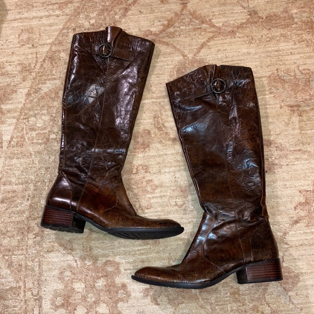 Born Crown Leather Distressed Tall Boots